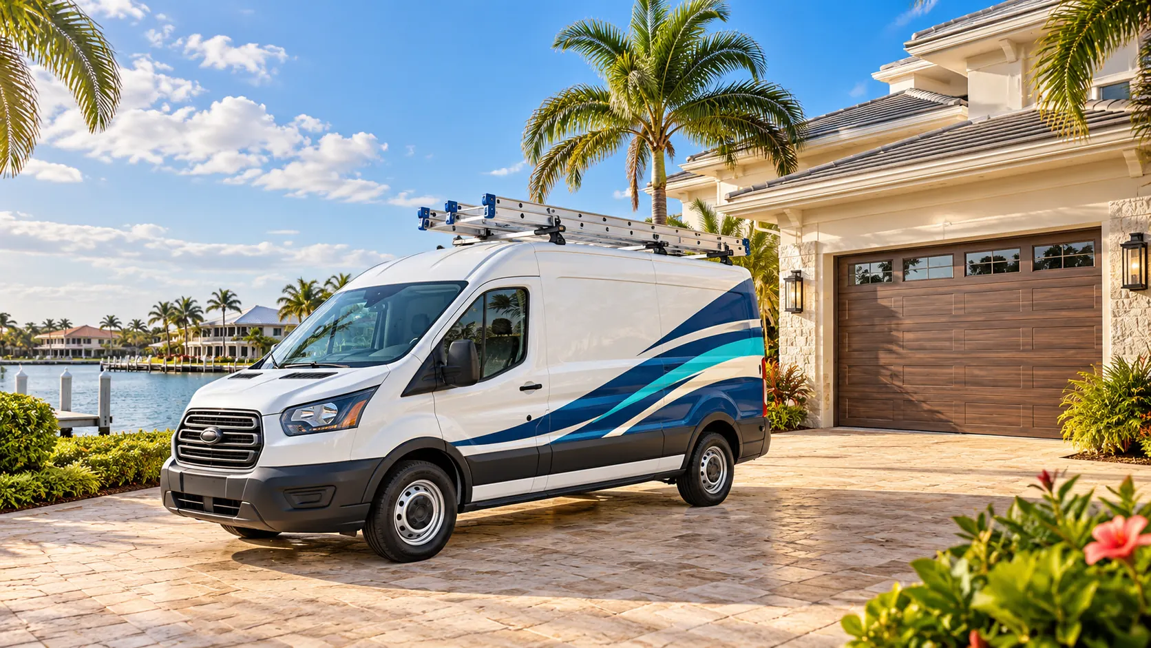The Estero Garage Door N More van parked in an Estero driveway